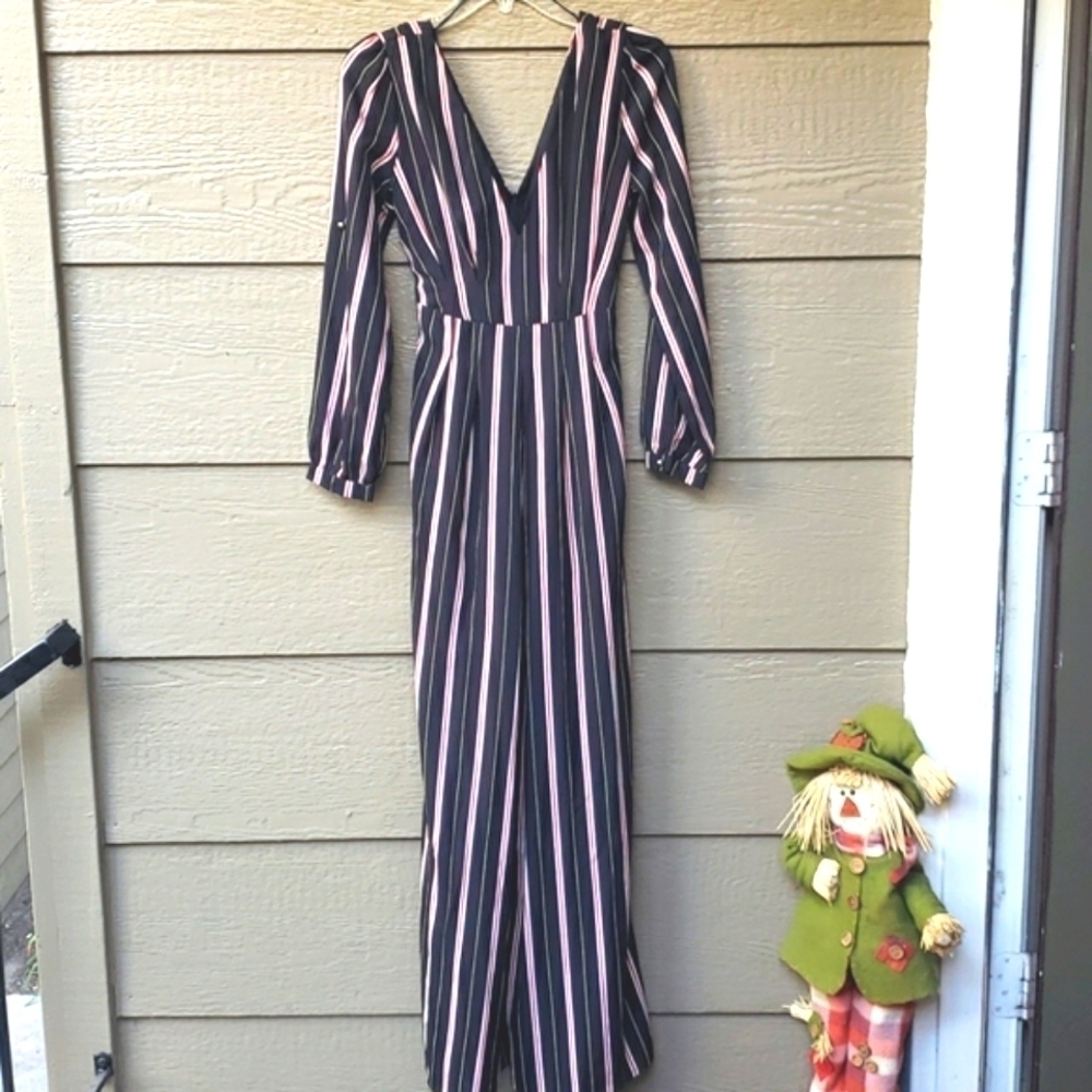 Xtaren black strip jumpsuit NWT small S